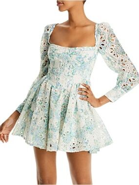 Bardot Lila Flounce Dress Floral Eyelet Feminine Romantic Spring Summer Flirty